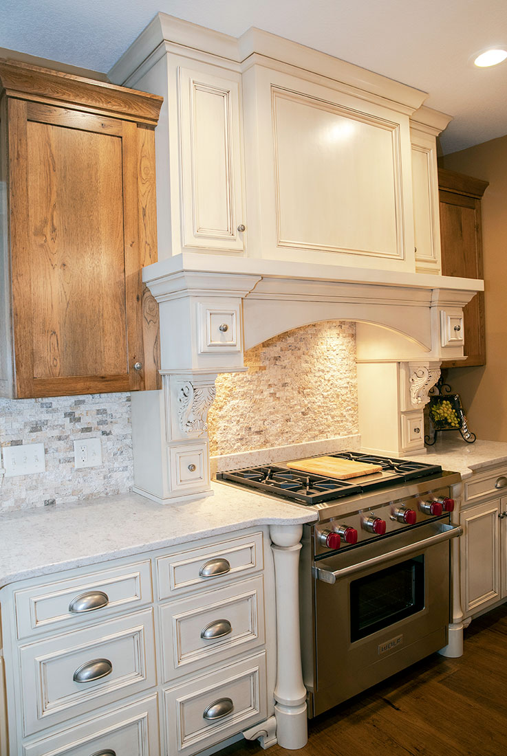 White Painted Maple & Rustic Hickory Kitchen – Randall Cabinets & Design